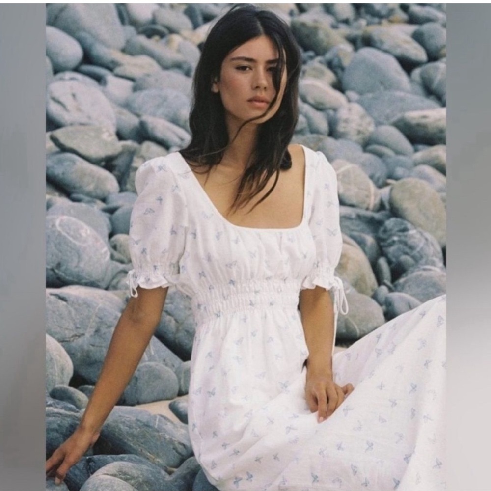 Charlie Holiday White and Blue Maxi Dress